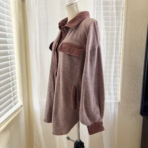 Free People North Star Shacket Oversized Textured Utility Jacket Rosewood thumbnail 4