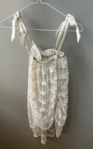 For Love & Lemons Cream Lace Tie-Strap Chemise thumbnail 1