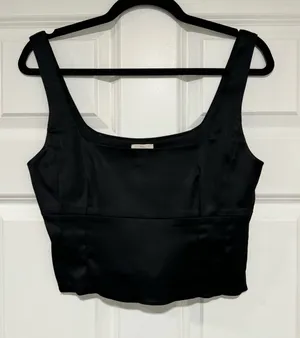 Aritzia Wilfred Corset Top Satin Black thumbnail 1