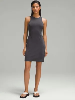LULULEMON Ribbed Softstreme Slim-Fit Tank Dress in Black size 12 thumbnail 2