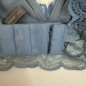 Aerie L Large Lace Bralette‎ Bra Wireless Blue Racerback Pullover Lightly Lined thumbnail 6