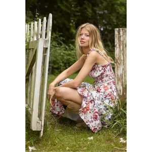 Anthropologie Sleeveless Square-Neck Ruffle Tiered Midi Dress Floral Medium thumbnail 7