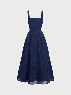 Rihoas Navy Jacquard Slip Maxi Dress Blue thumbnail 4