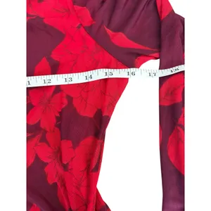 Taylor Women’s Purple/Red Long Sleeve Ruched Maxi Foral Dress, Size 4 thumbnail 11