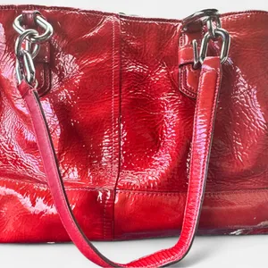 Vintage Coach Chelsea Jayden Cherry Red Patent Leather Tote 18960 Y2K thumbnail 2