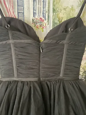 House of CB Princess Tulle Bow Sweetheart Black Mini Dress Size Small Tall thumbnail 10