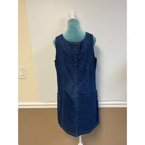 Vintage Y2K St. John’s‎ Bay Denim Jumper Dress Western Farmcore Normcore Women L thumbnail 3