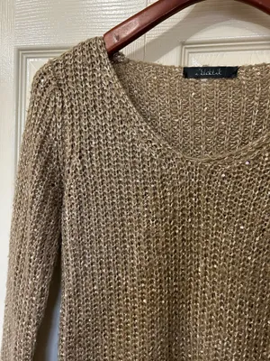 Tan sequin sweater Gold thumbnail 2