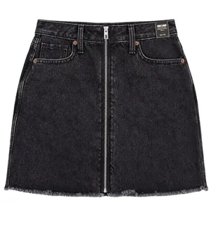 Abercrombie Zoe Black Denim Front Zip Mini Skirt 24 NWT Frayed Distressed A Line thumbnail 1