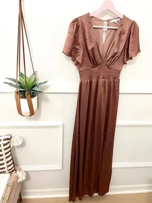 Baltic Born Prague Mauve Maxi Dress Size S Satin Romantic Soft Glam Goddess thumbnail 2