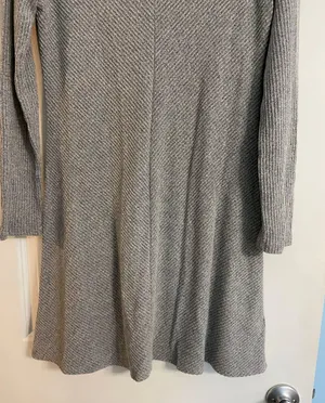 H&M Grey Ribbed Mini Sweater Dress thumbnail 3