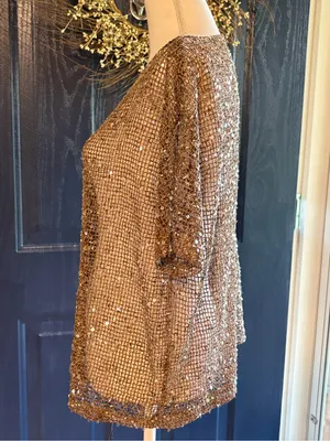 Sequin Tunic Top in Bronze size Small Brown thumbnail 4