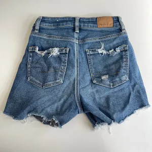 American Eagle Mom Jean Shorts Women's Size 00 Blue Denim Cut-Off Distressed thumbnail 2
