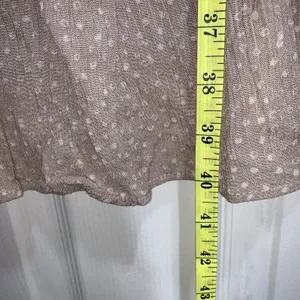 NLT Smocked Midi Dress WomensMedium Tan Polka Dot Square Neck Long Sleeve ND7263 thumbnail 4