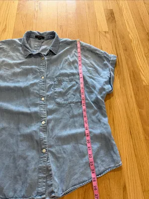 Quince Chambray Tencel Short Sleeve Shirt Sz XL thumbnail 4
