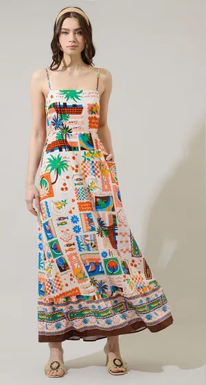 SugarLips Lumy Mix Vin Smocked Maxi Dress size xs women’s thumbnail 1