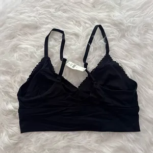 Aerie Sunnie Blossom Lace Padded Triangle Bralette True Black Size Small thumbnail 5