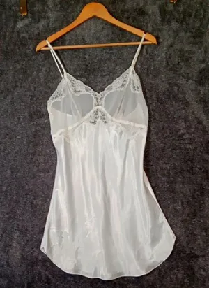Victoria's Secret Satin Lace Chemise Babydoll Vintage Whimsigoth Fairy M thumbnail 1