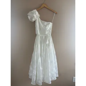 Lulus Sweet Definition White Burnout Ruffled One-Shoulder Midi Dress Size Large thumbnail 4