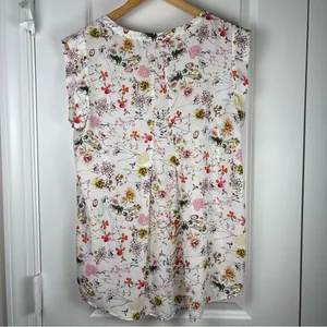 Pleione Women's Floral Print Sleeveless Blouse White Multi Size Large (L) thumbnail 7