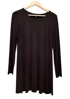 Eileen Fisher Black 100% Silk Tunic Top Medium Minimalist‎ Lagenlook thumbnail 1