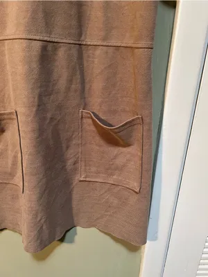 Zara Women's Size Large Short Sleeve Shift Dress Tan Brown Sweatshirt Crewneck thumbnail 5