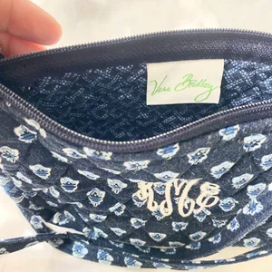 Vera Bradley quilted shoulder / crossbody bag Nantucket Navy pattern Monogram thumbnail 4