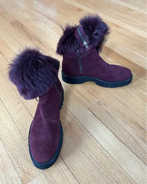 Boemos suede and fur mid calf boots. Size 10 thumbnail 1