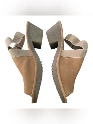FLY London Wata Lagenlook Taupe Slingback Open Toe Block Heel Chunky Shoes 40 thumbnail 5