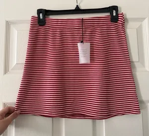 BNWT L’Academie Red & Pink Striped Mini Skirt thumbnail 1