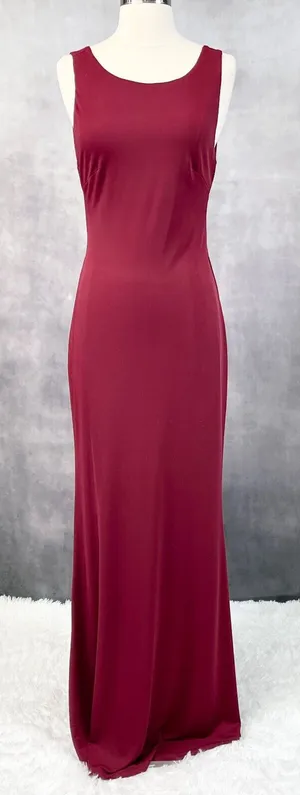 Lulus Deep Red‎ Maxi Dress Womens Medium Open Back Prom Valentines Gala Holiday thumbnail 1