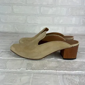Thelma The Ava Mules Womens 38 8 US Wheat Suede Leather Block Heel Classic Italy thumbnail 4