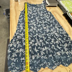 LOFT Bird Novelty Print Shift‎ Mini Dress Blue White XS thumbnail 11