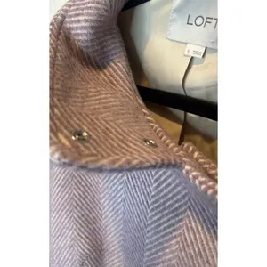 LOFT Lilac Wool Blend‎ Pea Coat Jacket Herringbone Asymmetric Zip Pockets Small thumbnail 9