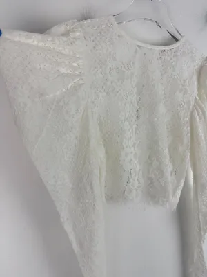 NWOT Naked Wardrobe The Statement Puff Sleeve Lace Crop Top Size Small S NEW thumbnail 6