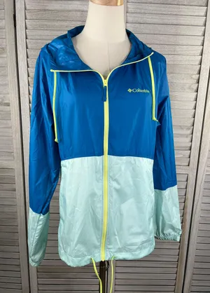 Windbreaker Lightweight Full Zip Blue Green Yellow-Medium thumbnail 2