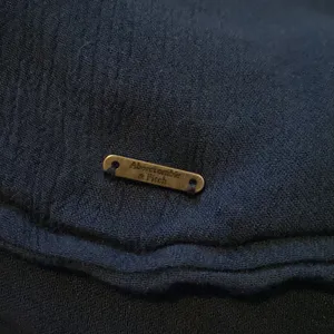 A&F navy blue short sleeve button down , hi/low hem thumbnail 6