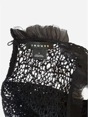 Trouvé Black Lace Sleeveless Ruffle Sheer Blouse Size Small thumbnail 5