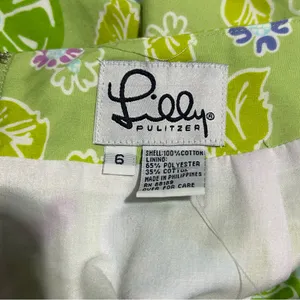Vintage Lilly Pulitzer White Label Green Citrus Floral Print Mini Skirt Preppy thumbnail 5