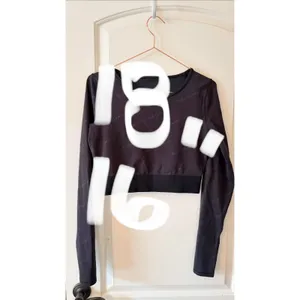 Lululemon Athletic Top Womens Logo Print Crop 8 Black‎ Long Sleeve Workout thumbnail 6