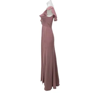 Azazie Pink Ruffle Flutter Sleeve Sweetheart Fit & Flare Bridesmaid Dress Size 8 thumbnail 2