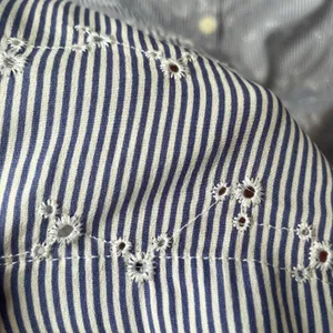 LOFT blue and white striped eyelet blouse Sz Medium thumbnail 12