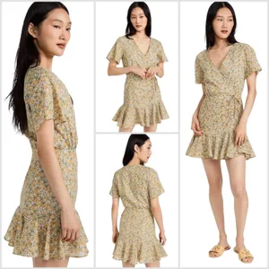 BB Dakota Big Flirt Energy Floral Ruched Detail Dress in Sunflower thumbnail 3