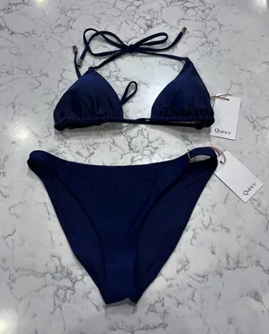 NWT Quince Deep Navy Italian Triangle Bikini Top & Low Rise Bottom Set Small thumbnail 1