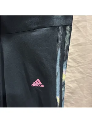 adidas Black Leggings with Multicolor Side Stripes thumbnail 4