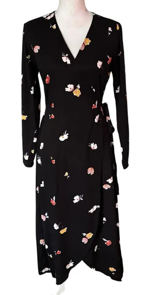 Armedangels Armed Angels Size S Elke Fall Flowers Wrap Midi Dress Floral Print thumbnail 1