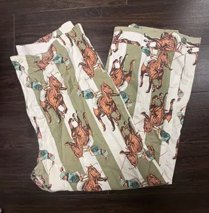 Vintage Horse Racing Jockey Print High-Waisted Pants Women's XL Equestrian thumbnail 1