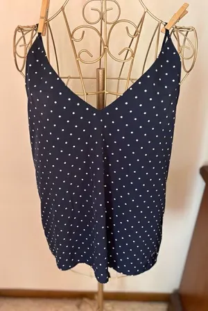 Abercrombie & Fitch Essentials Polka Dot Cami Top Small Navy thumbnail 1