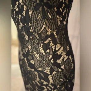 “love, Fire” Black Lace Bodycon Midi Dress, Size S/P thumbnail 7