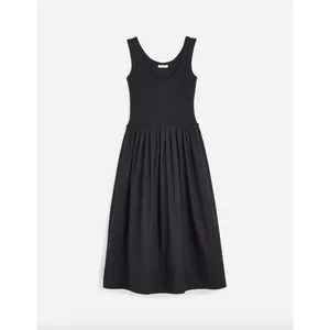 Madewell Mixed Poplin Scoopneck Maxi Dress Cotton A Line Minimalist Black M NWT thumbnail 6